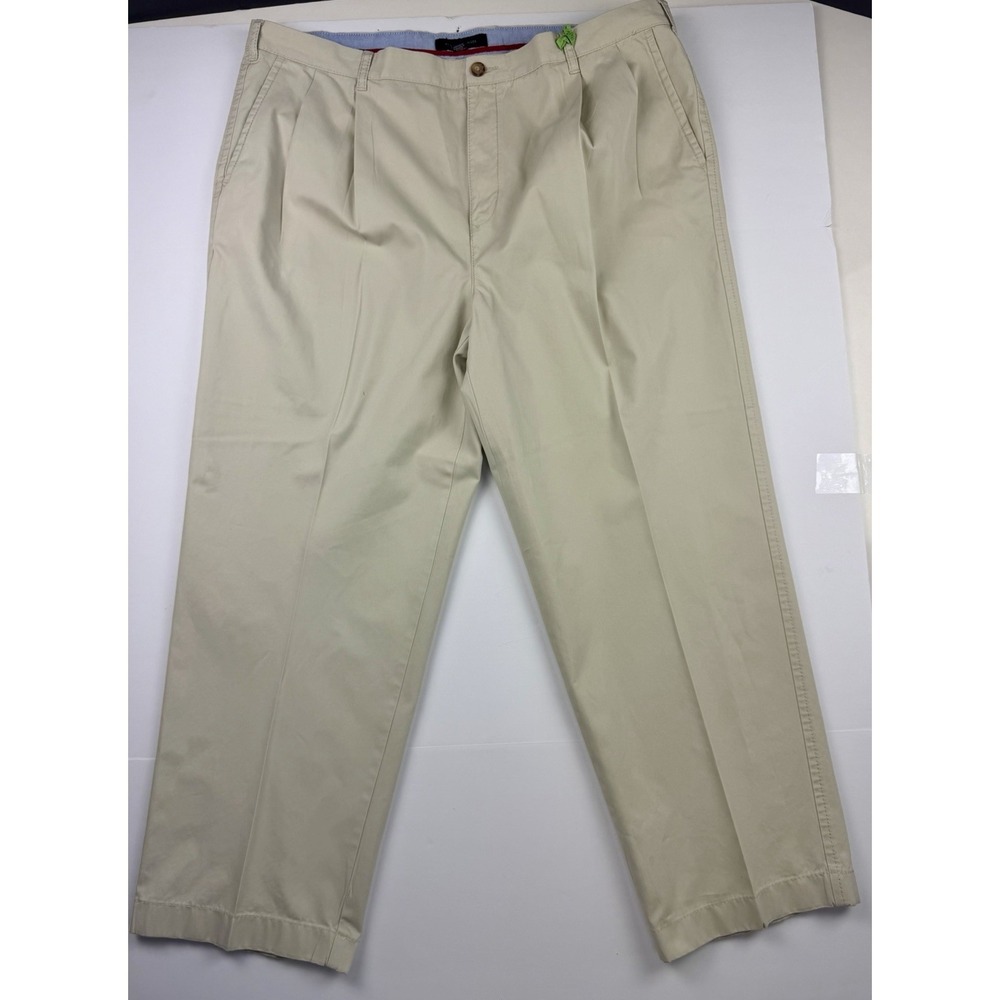 Tommy Hilfiger Men's Khaki‎ Pleated Chino Pants Size 44x30 Beige Classic Fit